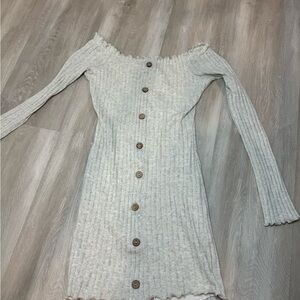Light Gray Ribbed Knit Dress